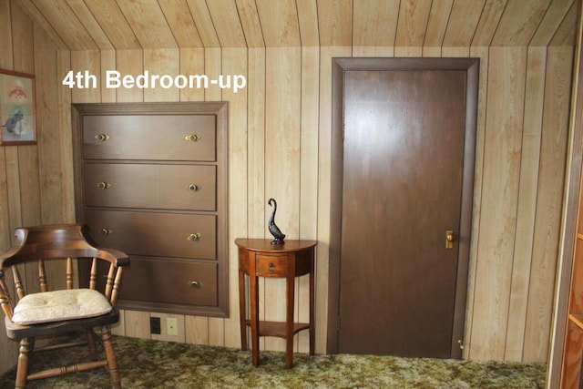 225 Webber Ave, Lewiston, ME 04240 - bedroom featuring wooden walls and wooden ceiling