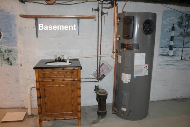 225 Webber Ave, Lewiston, ME 04240 - utility room with water heater and a sink