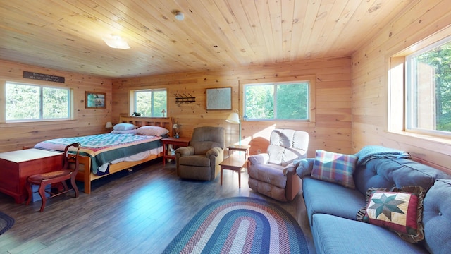 168 W Tucker Ridge Rd, Springfield, ME 04487 - bedroom featuring wood finished floors, wooden walls, and wood ceiling