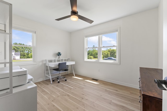 25 Royale Dr, Sidney, ME 04330 - office space with plenty of natural light, light wood-type flooring, ceiling fan, and baseboards