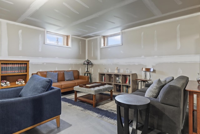 25 Royale Dr, Sidney, ME 04330 - living area featuring concrete flooring