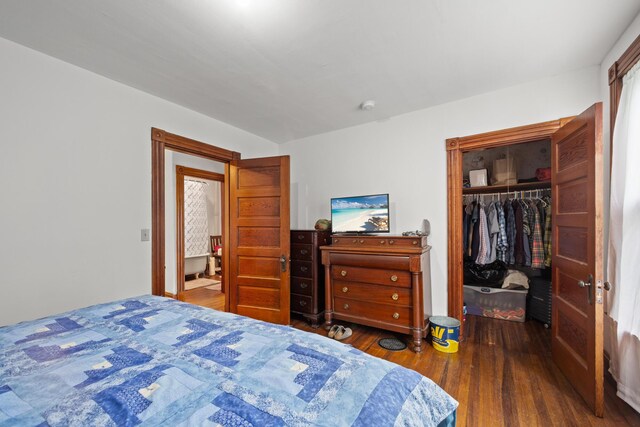 110 Depot St, Unity, ME 04988 - bedroom featuring wood finished floors, a closet, and a walk in closet