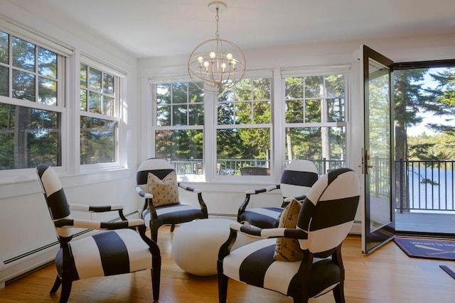 19 Vista Way, Mount Desert, ME 04660 - sunroom / solarium with a chandelier and baseboard heating