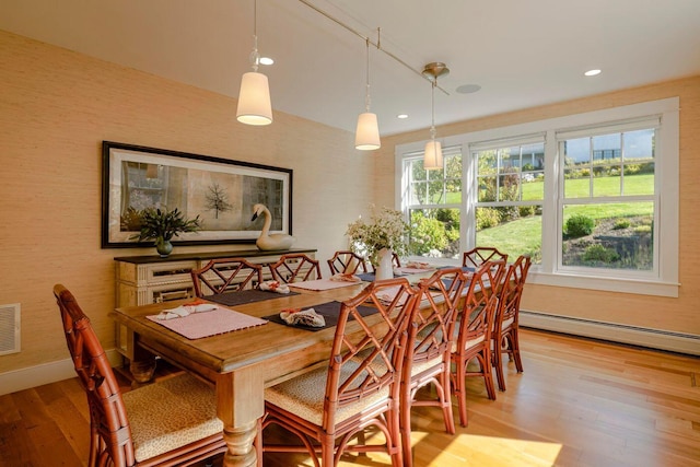 19 Vista Way, Mount Desert, ME 04660 - dining area featuring light wood finished floors, healthy amount of natural light, baseboard heating, and recessed lighting