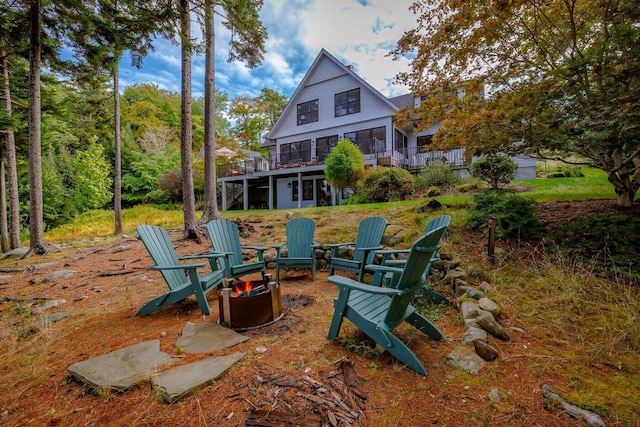 19 Vista Way, Mount Desert, ME 04660 - back of house with an outdoor fire pit and a deck
