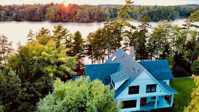 19 Vista Way, Mount Desert, ME 04660 - view from above of property with a heavily wooded area and a nearby body of water