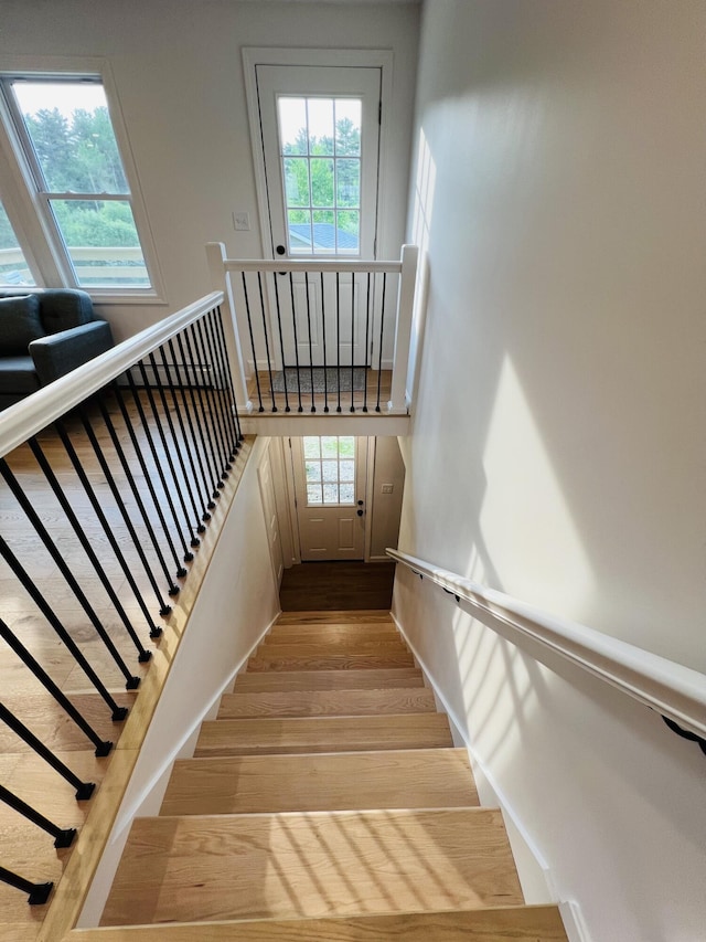23 Ichabod Ln, Hampden, ME 04444 - stairway featuring wood finished floors