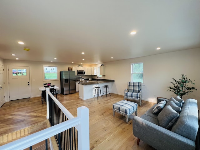 23 Ichabod Ln, Hampden, ME 04444 - living room featuring recessed lighting, light wood-type flooring, and baseboards