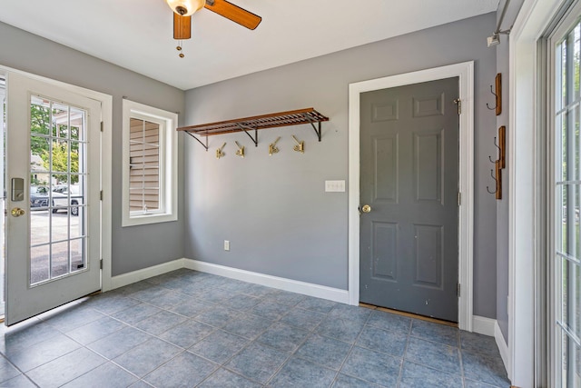 38 Shadagee Rd, Saco, ME 04072 - tiled entrance foyer with a ceiling fan and baseboards