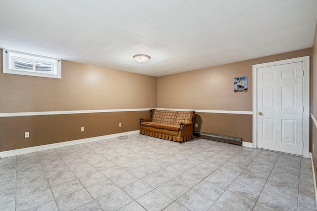 38 Shadagee Rd, Saco, ME 04072 - sitting room with baseboard heating, baseboards, and light tile patterned flooring