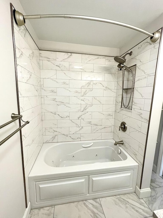 101-2 Waldo Ave Unit 3, Belfast, ME 04915 - full bath featuring marble look tile flooring and a combined bath / shower with jetted tub