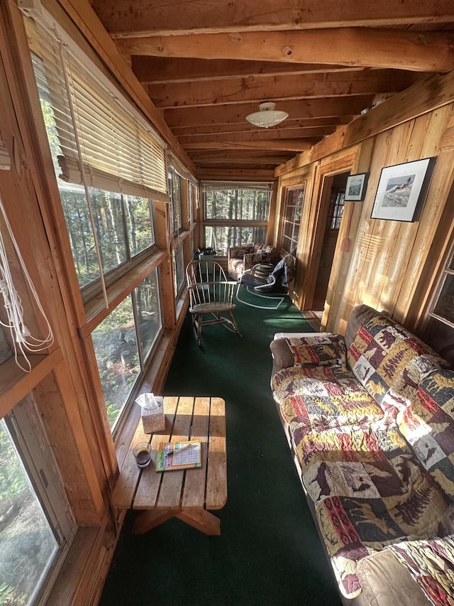30 Cove View Ln Unit T3, Indian Purchase Twp, ME 04462 - sunroom / solarium with plenty of natural light and wood walls