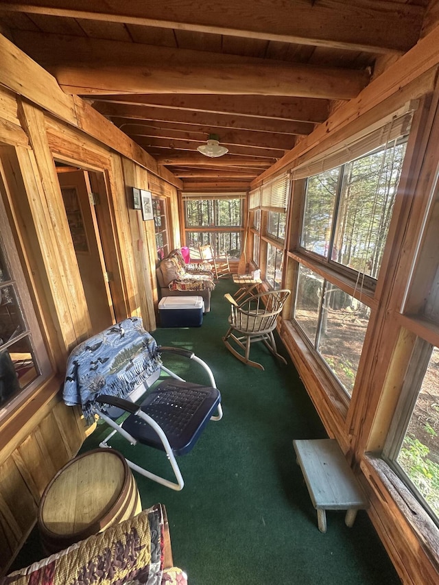 30 Cove View Ln Unit T3, Indian Purchase Twp, ME 04462 - sunroom with beamed ceiling