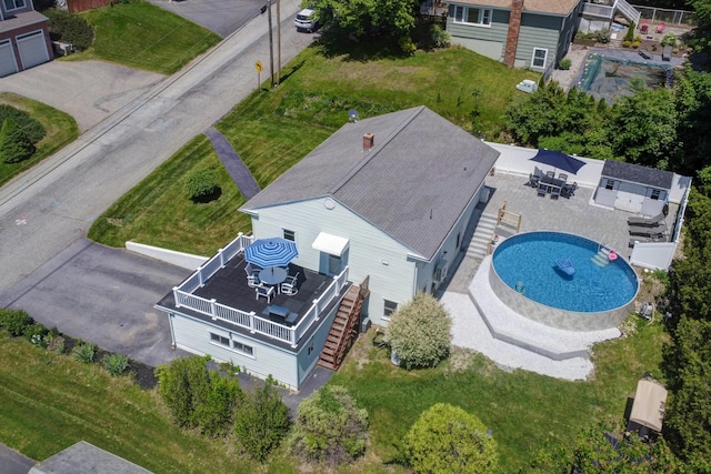 6 Goff Ave, Lewiston, ME 04240 - aerial view of property and surrounding area featuring a pool