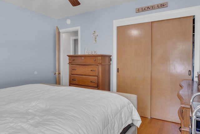 6 Goff Ave, Lewiston, ME 04240 - bedroom featuring wood finished floors, a closet, and ceiling fan
