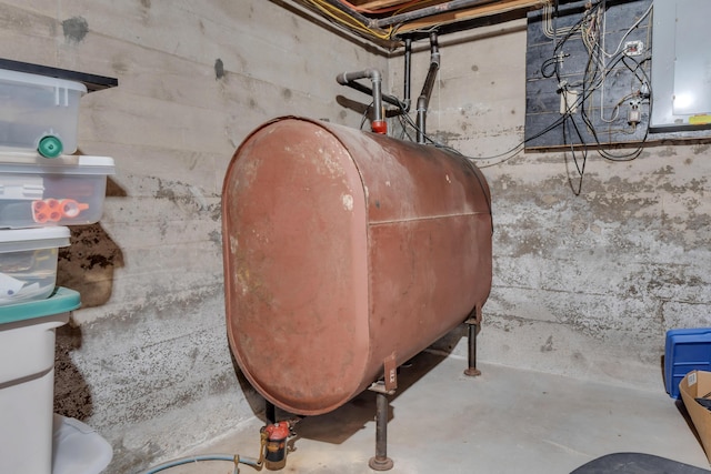 6 Goff Ave, Lewiston, ME 04240 - basement view of heating fuel, concrete flooring, and electric panel