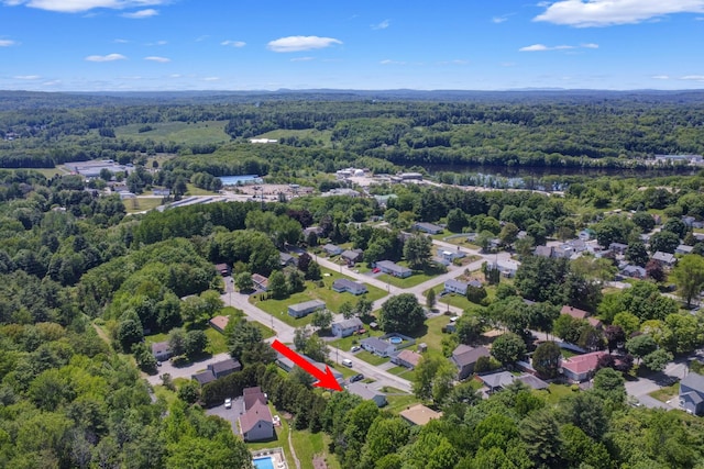6 Goff Ave, Lewiston, ME 04240 - aerial overview of property's location featuring a forest and a large body of water