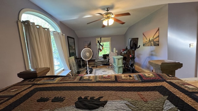 40 Justin Ln, Hermon, ME 04401 - bedroom featuring lofted ceiling and a ceiling fan