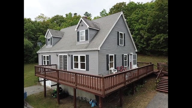 156 Lakeshore Dr, Leeds, ME 04263 - back of house featuring a deck and a shingled roof