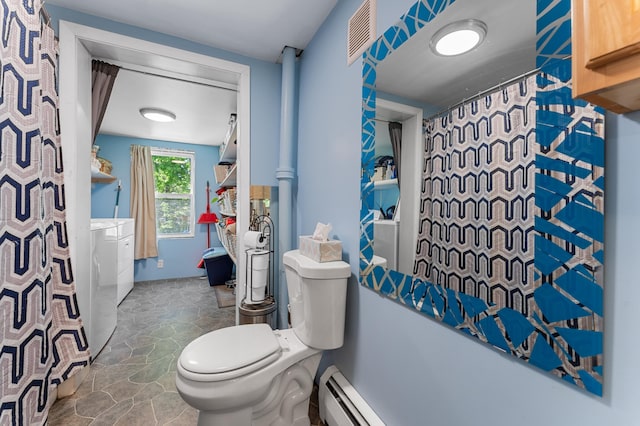 54 Middle Rd, Augusta, ME 04330 - full bath with washing machine and dryer, toilet, and curtained shower