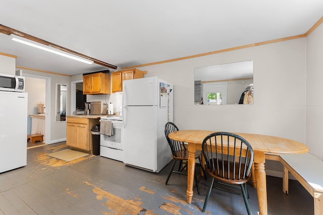 54 Middle Rd, Augusta, ME 04330 - kitchen featuring white appliances, light countertops, and dark wood-type flooring