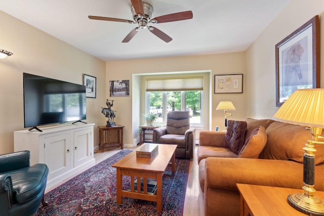 3 Blueberry Rd Unit 3, Yarmouth, ME 04096 - living area featuring wood finished floors, ceiling fan, and baseboards