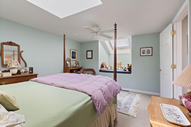 3 Blueberry Rd Unit 3, Yarmouth, ME 04096 - carpeted bedroom with a skylight, baseboards, and a ceiling fan