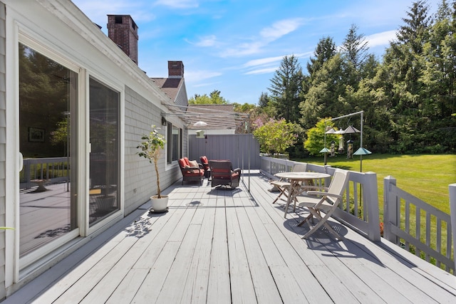 3 Blueberry Rd Unit 3, Yarmouth, ME 04096 - wooden terrace featuring a yard and outdoor dining area