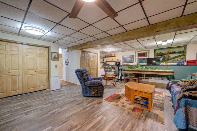 40 Sanborn St, Gorham, ME 04038 - living area featuring a drop ceiling and wood finished floors
