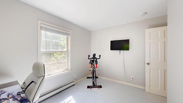 471 Owls Nest Rd, Shapleigh, ME 04076 - exercise area with a baseboard radiator and baseboards
