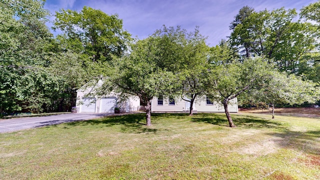 471 Owls Nest Rd, Shapleigh, ME 04076 - view of property hidden behind natural elements featuring driveway, a garage, and a front lawn