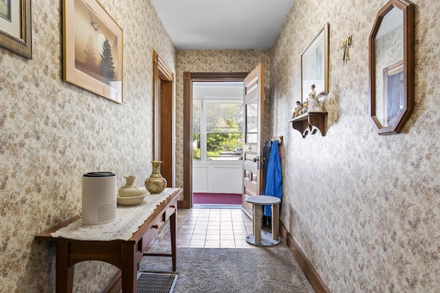 94 Union St, Bath, ME 04530 - doorway featuring carpet floors and tile patterned flooring