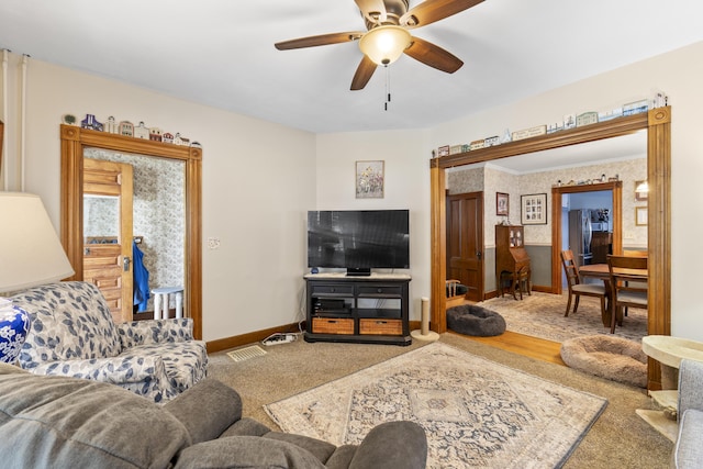 94 Union St, Bath, ME 04530 - living area with ceiling fan and baseboards