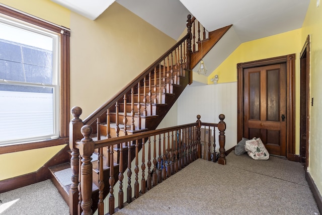 94 Union St, Bath, ME 04530 - staircase featuring carpet flooring