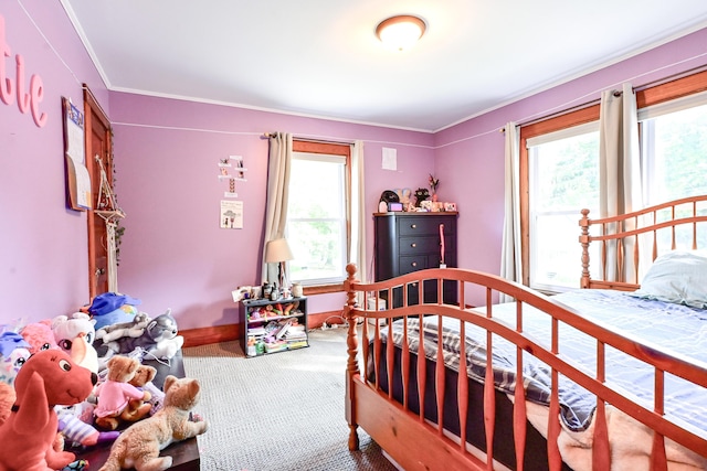 24 Western Ave, Auburn, ME 04210 - bedroom featuring carpet, multiple windows, ornamental molding, and baseboards