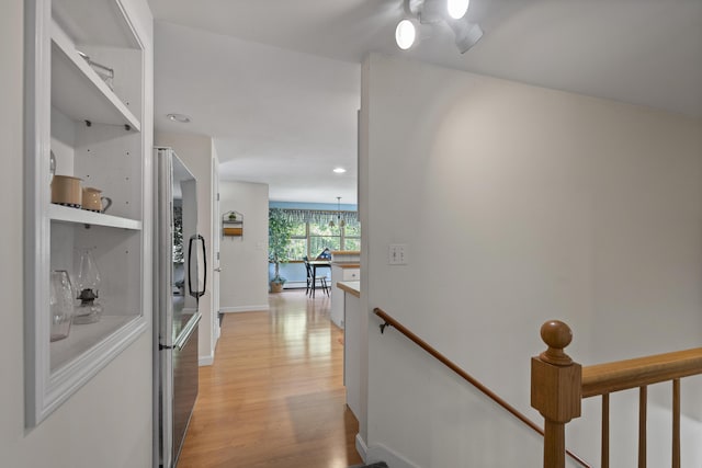 27 Russell Ln, Damariscotta, ME 04543 - hall featuring an upstairs landing, light wood-type flooring, and recessed lighting