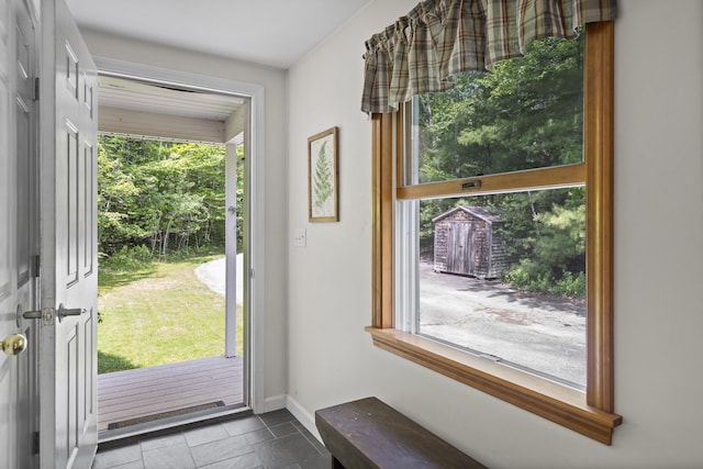 27 Russell Ln, Damariscotta, ME 04543 - doorway to outside with baseboards