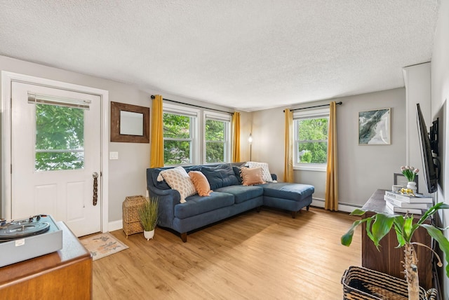 11 Meadow Ln, Portland, ME 04103 - living room featuring light wood-type flooring and a textured ceiling