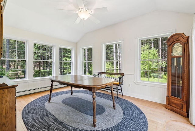 50 Village Green Drive Extension, Ogunquit, ME 03907 - sunroom featuring vaulted ceiling, baseboard heating, and healthy amount of natural light