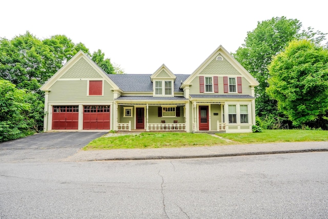 24 High St, Livermore Falls, ME 04254 - victorian-style house with a porch, driveway, a front yard, and roof with shingles
