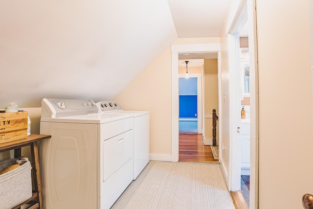 24 High St, Livermore Falls, ME 04254 - laundry area with washing machine and dryer and light wood finished floors