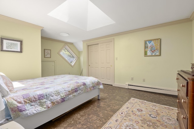 36 Acorn Ln, South Portland, ME 04106 - bedroom with baseboard heating, ornamental molding, and a closet