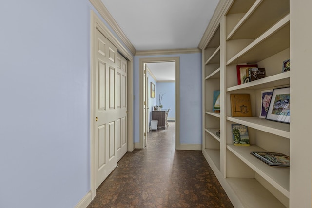 36 Acorn Ln, South Portland, ME 04106 - hallway with crown molding and built in shelves