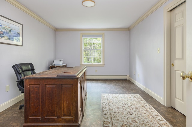 36 Acorn Ln, South Portland, ME 04106 - home office with a baseboard radiator and ornamental molding