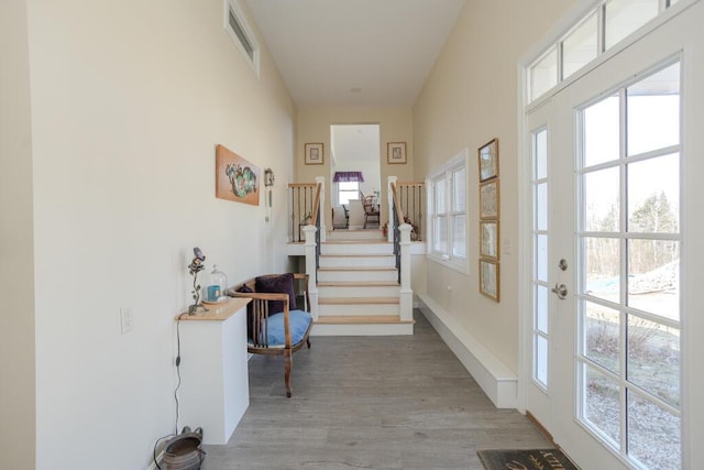 135 Lyle Hall Rd, Wilton, ME 04294 - entryway with stairway and wood finished floors