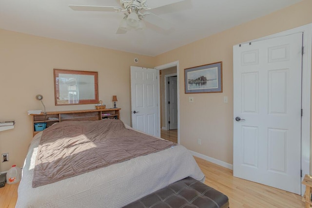 135 Lyle Hall Rd, Wilton, ME 04294 - bedroom featuring light wood-style flooring, a ceiling fan, and baseboards