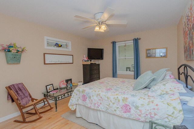 135 Lyle Hall Rd, Wilton, ME 04294 - bedroom featuring light wood-type flooring, a ceiling fan, and baseboards