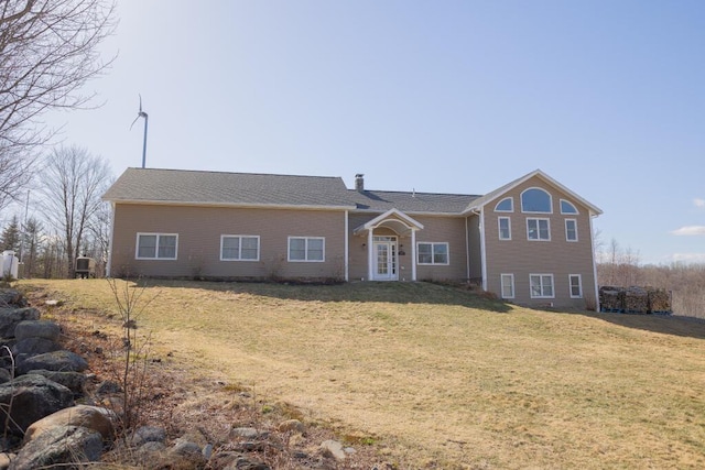 135 Lyle Hall Rd, Wilton, ME 04294 - view of front facade with a front lawn and french doors