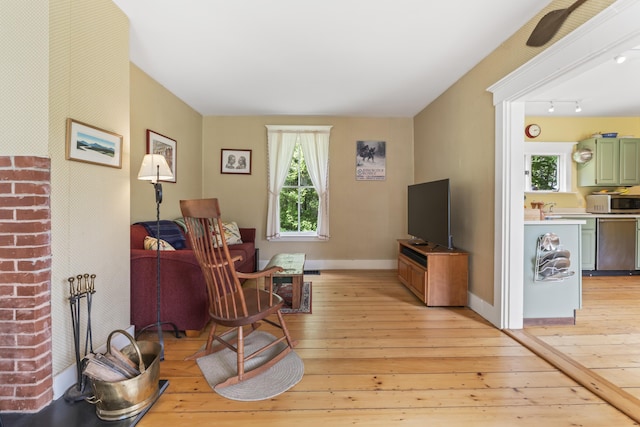 145 Pork Point Rd, Bowdoinham, ME 04008 - living room with light wood-style flooring, plenty of natural light, and baseboards
