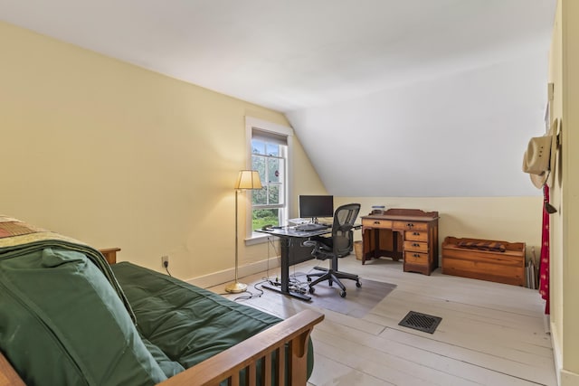 145 Pork Point Rd, Bowdoinham, ME 04008 - office featuring lofted ceiling and wood finished floors